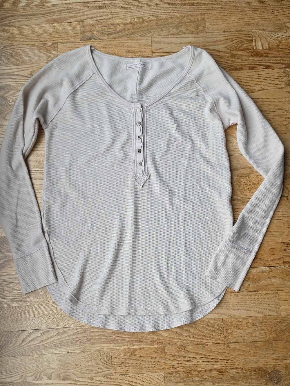 (M) We The Free Cream Long-Sleeve Henley Waffle Knit Lounge Comfy Cozy Casual